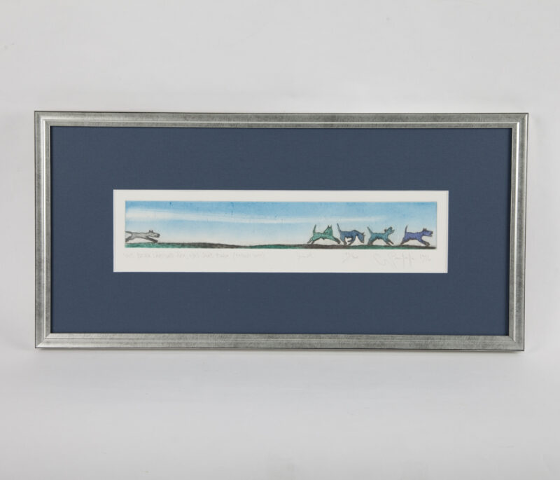 Navitrolla - "Viis koera lähevad ära, üks jääb maha (emane vist)" 51x25cm